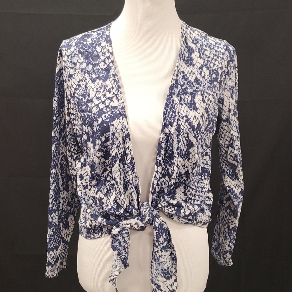 Kim Gravel Belle Snakeskin Print Tie Top SZ SM
